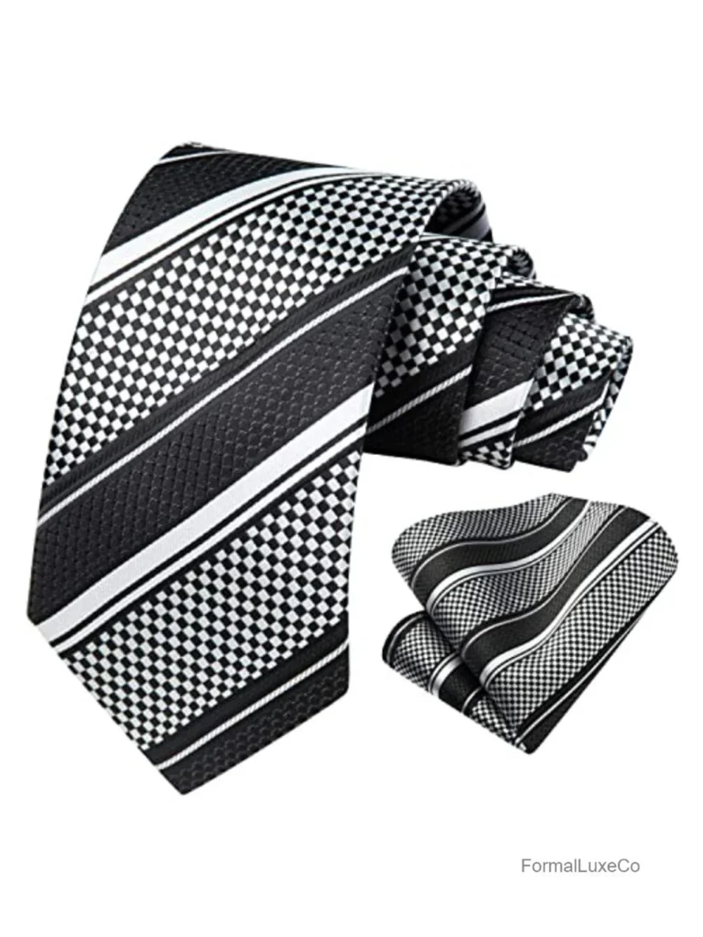 Classic Stripe Silk Blend Necktie & Pocket Square Set for Men